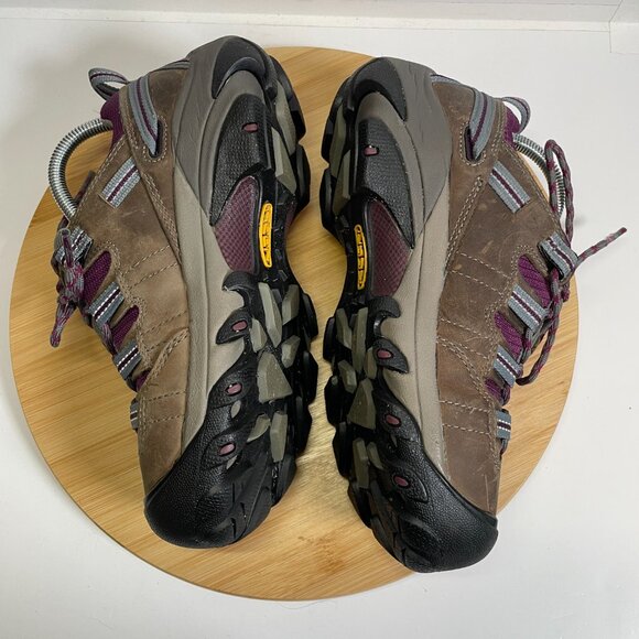 KEEN Women 7 Brown Purple Detroit Low Steel Toe Shoe Work Safety Utility Leather - Picture 7 of 9